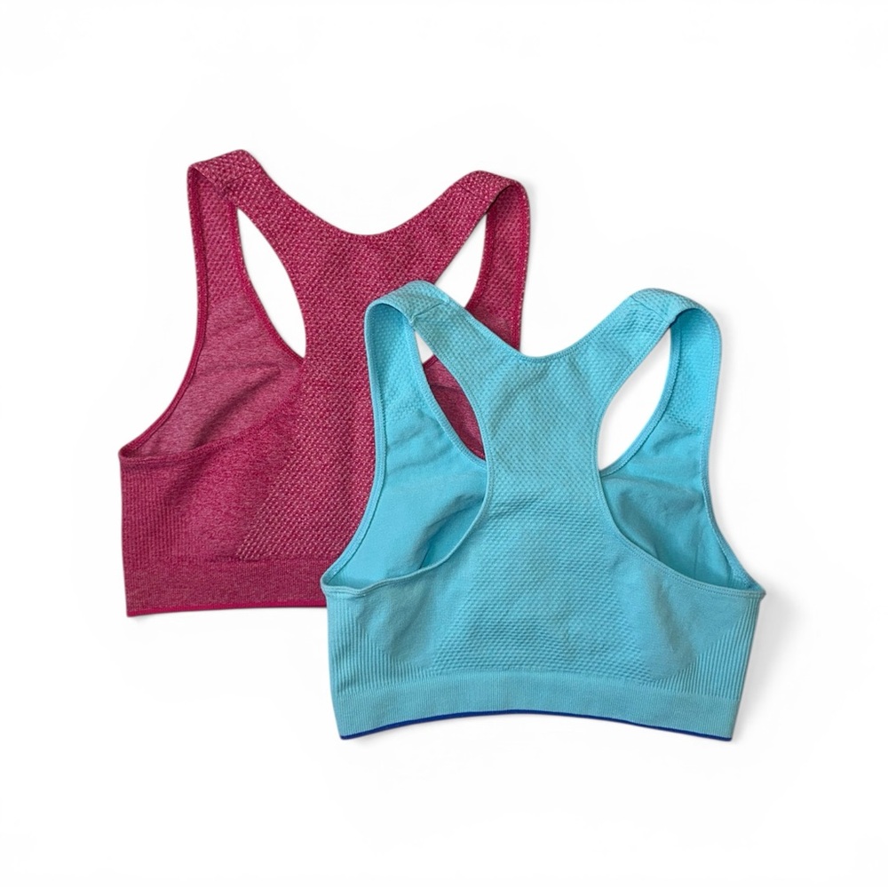Danskin 2-Pack Seamless Racerback Sports Bras Blue & Pink Activewear Set, Size M - Picture 2 of 12